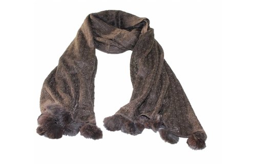 Sjaal breed Pompon's