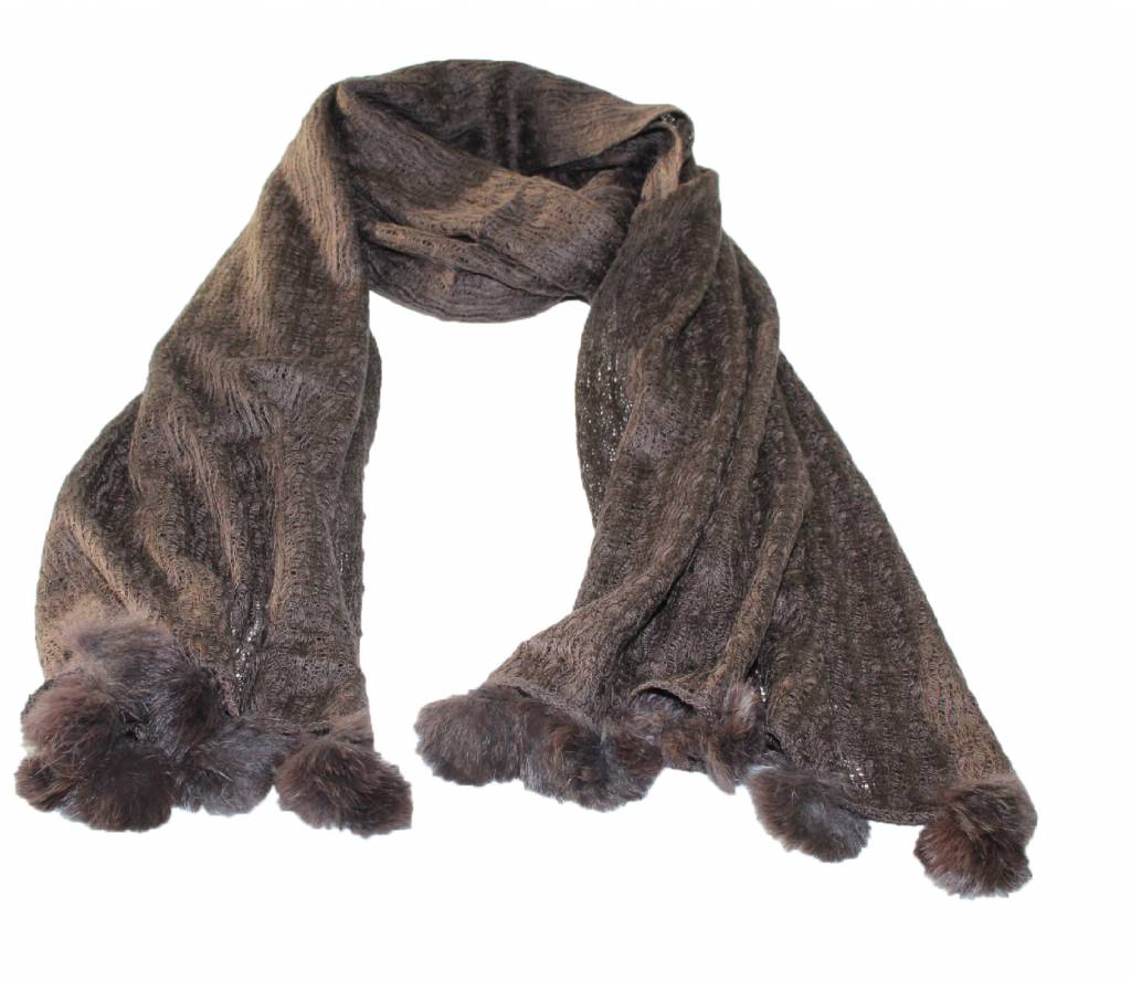 Sjaal breed Pompon's