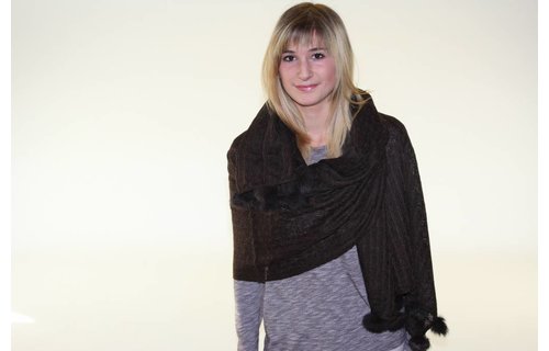 Sjaal breed Pompon's