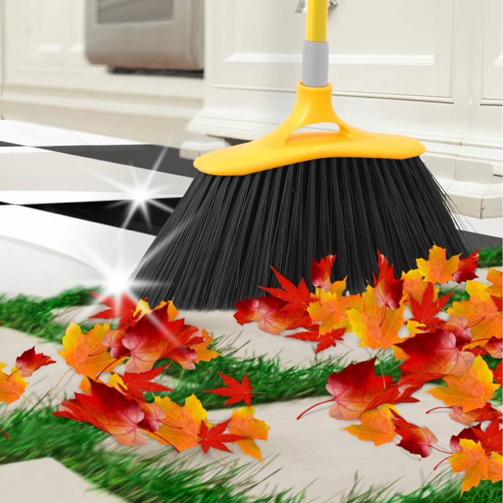 Zachte bezem met hoge haren en telescoopsteel Zachte bezem met hoge haren en telescoopsteel
