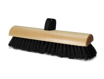 Kamerveger gelakt hout 30 cm met steelhouder  - Zwart gemengd haar