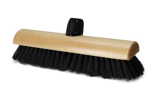 Kamerveger gelakt hout 30 cm met steelhouder  - Zwart gemengd haar