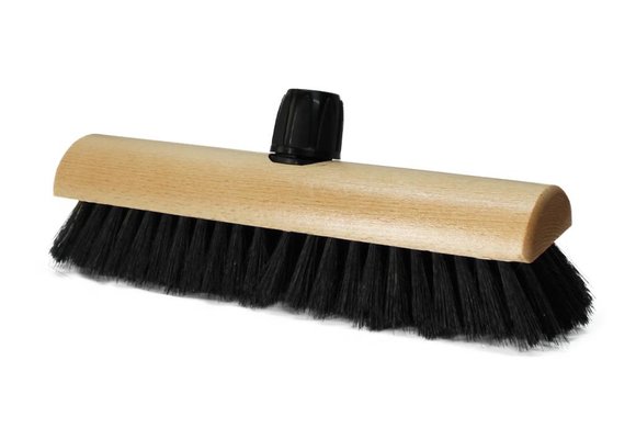 Kamerveger gelakt hout 30 cm met steelhouder  - Zwart gemengd haar