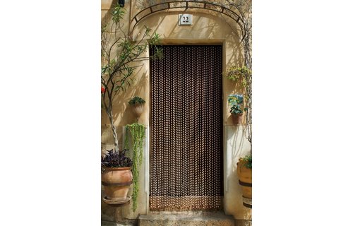 Kralengordijn  houten parels wit/bruin  90x220 cm