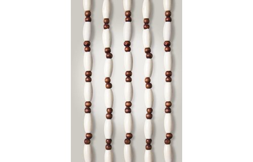 Kralengordijn  houten parels wit/bruin  90x220 cm