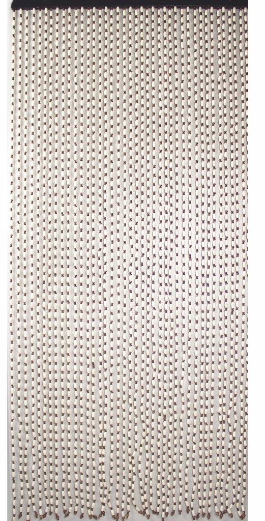 Kralengordijn  houten parels wit/bruin  90x220 cm