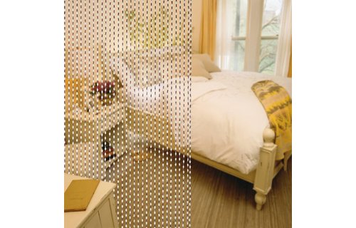 Kralengordijn  houten parels wit/bruin  90x220 cm