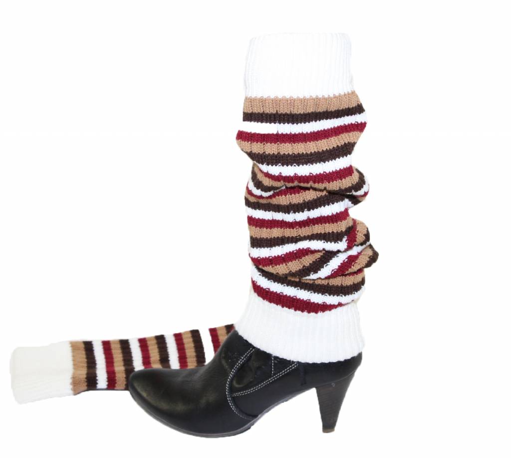 Beenwarmers streep. Dik gebreid in verschillende kleuren