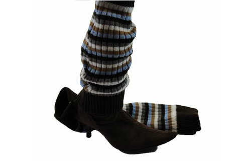 Beenwarmers streep. Dik gebreid in verschillende kleuren