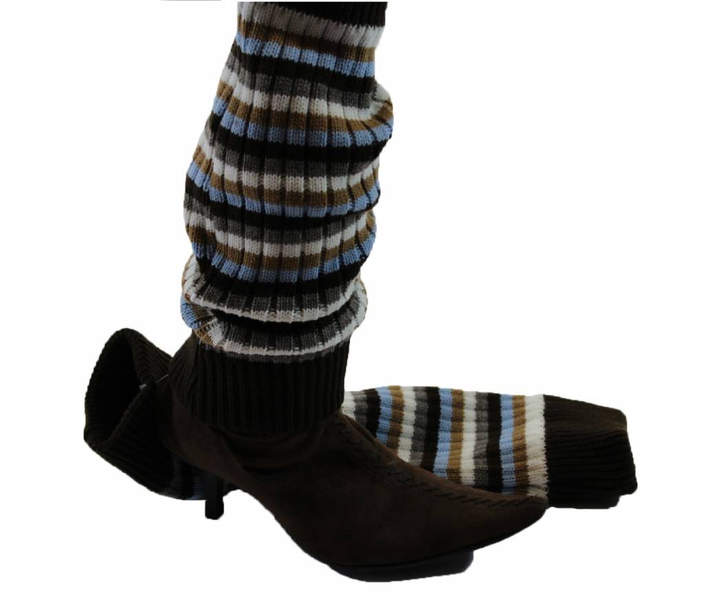Beenwarmers streep. Dik gebreid in verschillende kleuren