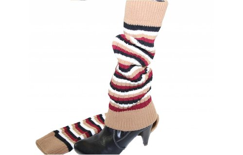 Beenwarmers streep. Dik gebreid in verschillende kleuren
