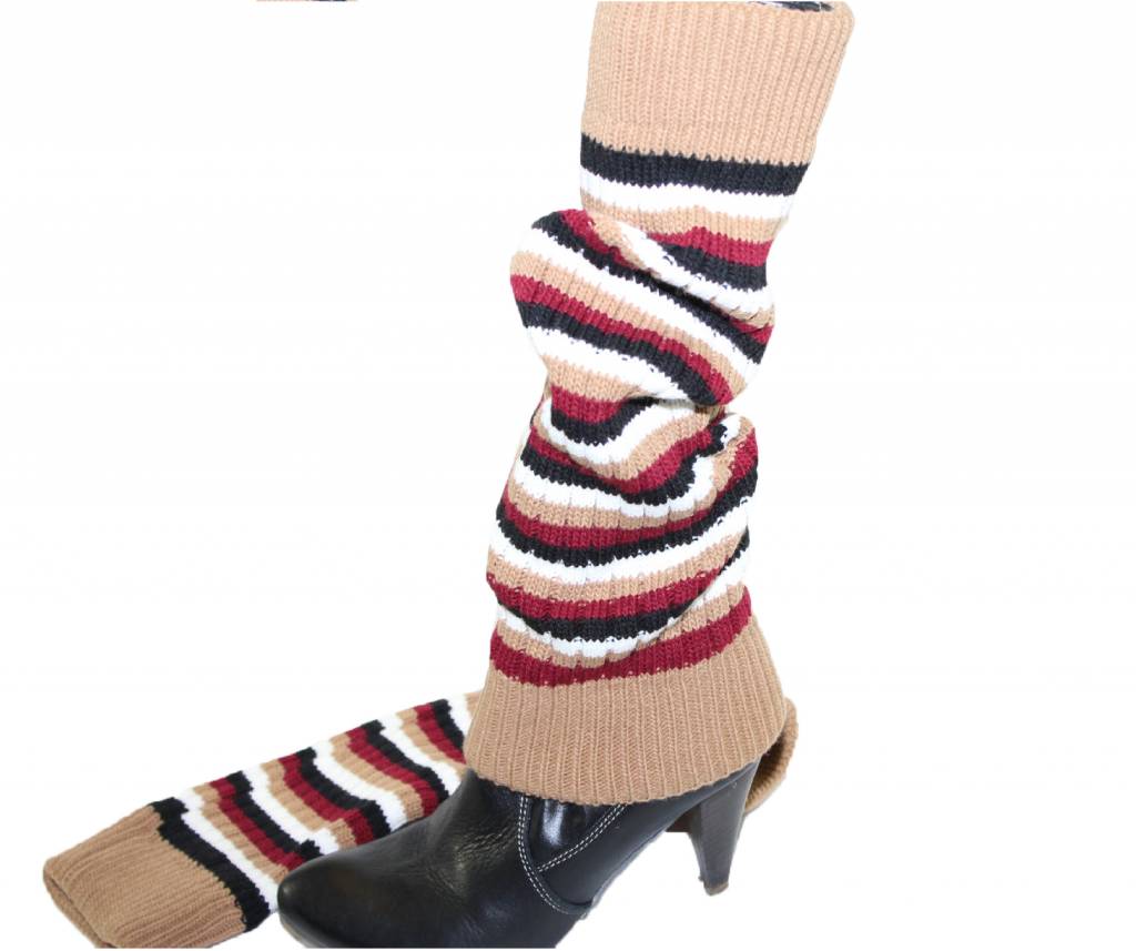 Beenwarmers streep. Dik gebreid in verschillende kleuren