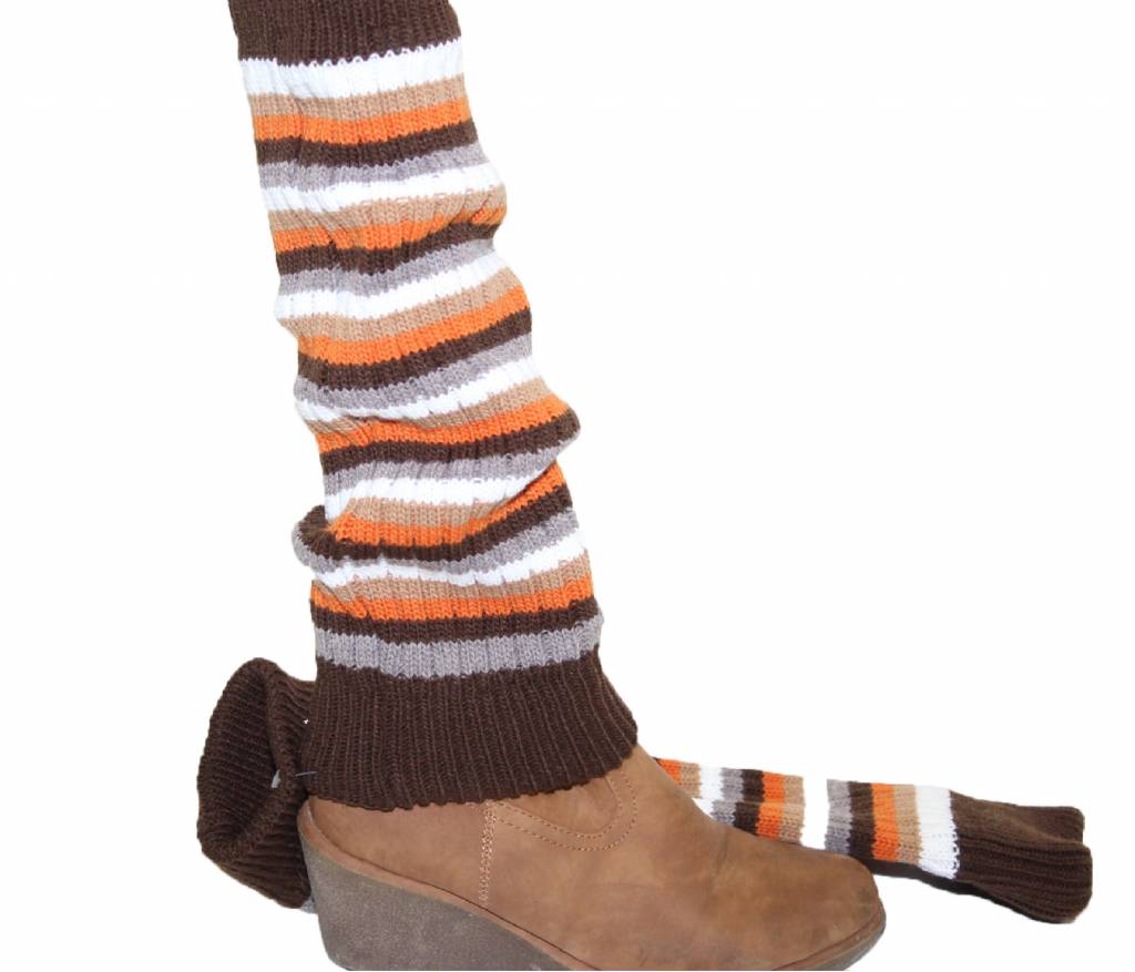 Beenwarmers streep. Dik gebreid in verschillende kleuren