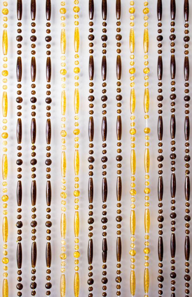 Kralengordijn  "Olivia" amber/honing transparant   90x220 cm