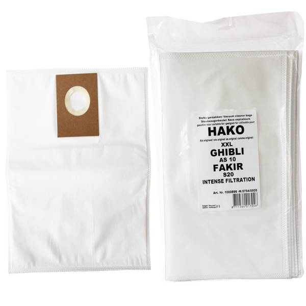 HAKO XXL / GHIBLI AS10 / FAKIR S20 intense filtration stofzuigerzakken HAKO XXL / GHIBLI AS10 / FAKIR S20 intense filtration stofzuigerzakken