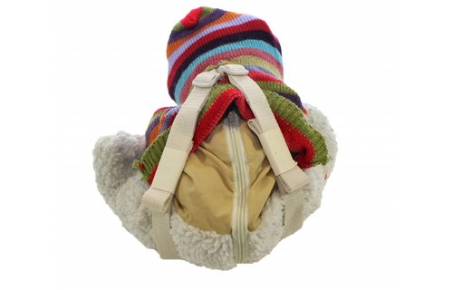 Rugzakje Beer wit met kap Multy color