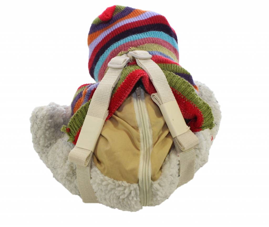 Rugzakje Beer wit met kap Multy color