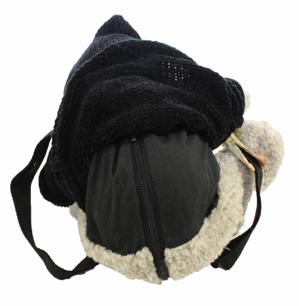 Rugzakje Beer Wit met kap Zwart jasje Rugzakje Beer Wit met kap Zwart jasje