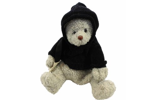 Rugzakje Beer Wit met kap Zwart jasje Rugzakje Beer Wit met kap Zwart jasje