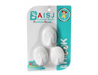 Zelfklevende haak 2 kg met kleefstrip (3 st)