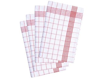 Geruite Theedoek  in katoen  (10 stuks)  Rood