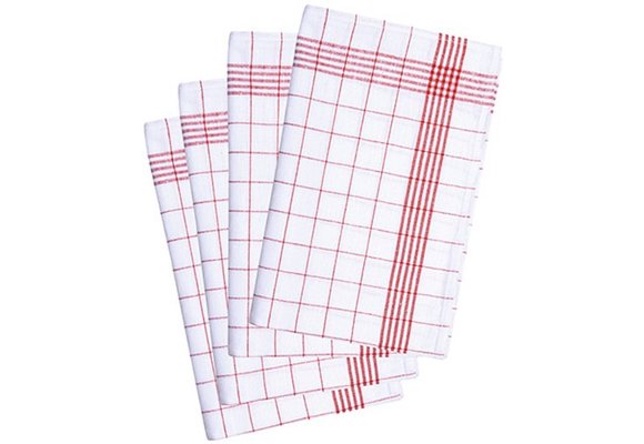 Geruite Theedoek  in katoen  (10 stuks)  Rood