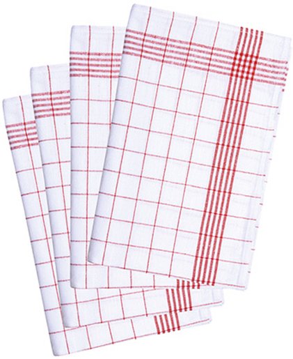 Geruite Theedoek  in katoen  (10 stuks)  Rood