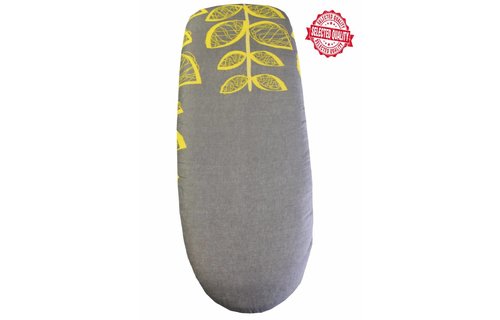 Strijkplankovertrek 140 X 50 cm. d. grijs / geel bladeren Strijkplankovertrek 140 X 50 cm. d. grijs / geel bladeren