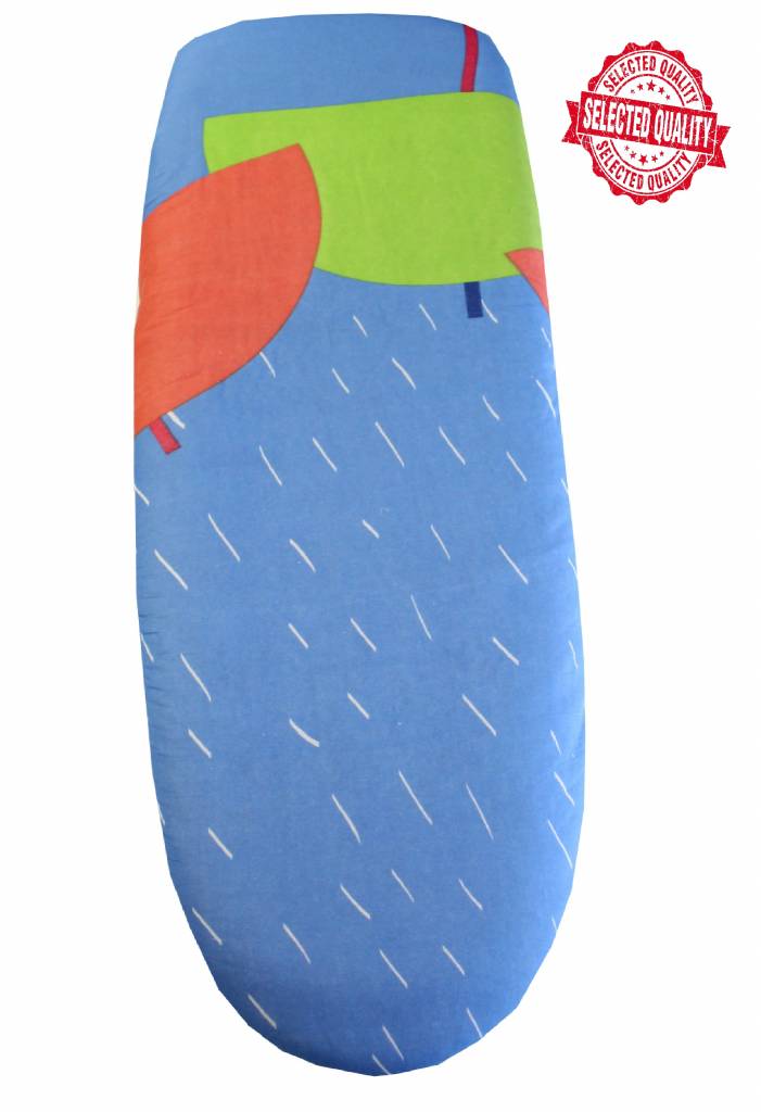 Strijkplankovertrek 140 X 50 cm. Blauw / witte regen