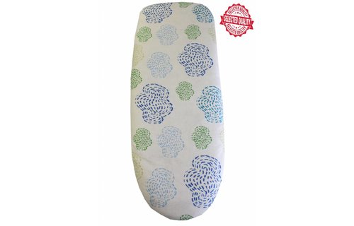 Strijkplankovertrek 140 X. 50 cm. ecru / blauw,groen des.