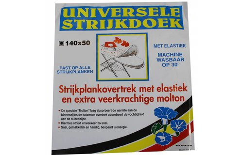 Strijkplankovertrek 140 X. 50 cm. Wit / rode roos