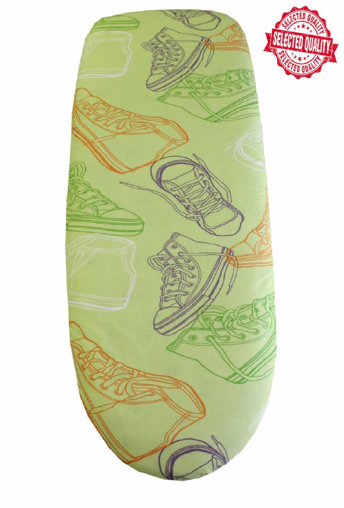 Strijkplankovertrek 140 X. 50 cm. groen / schoen motief