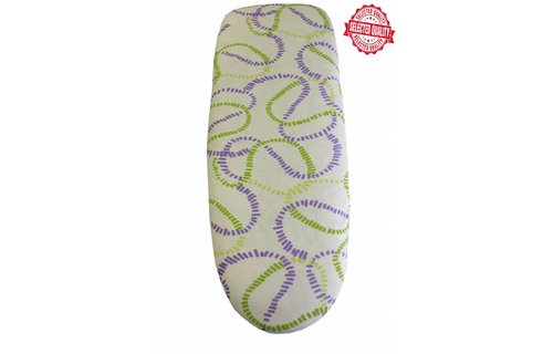 Strijkplankovertrek 140 X. 50 cm. ecru / mauve , groen slingers Strijkplankovertrek 140 X. 50 cm. ecru / mauve , groen slingers