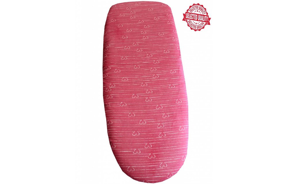 Strijkplankovertrek 150 X 60 cm. bor. Rood / witte hartjes