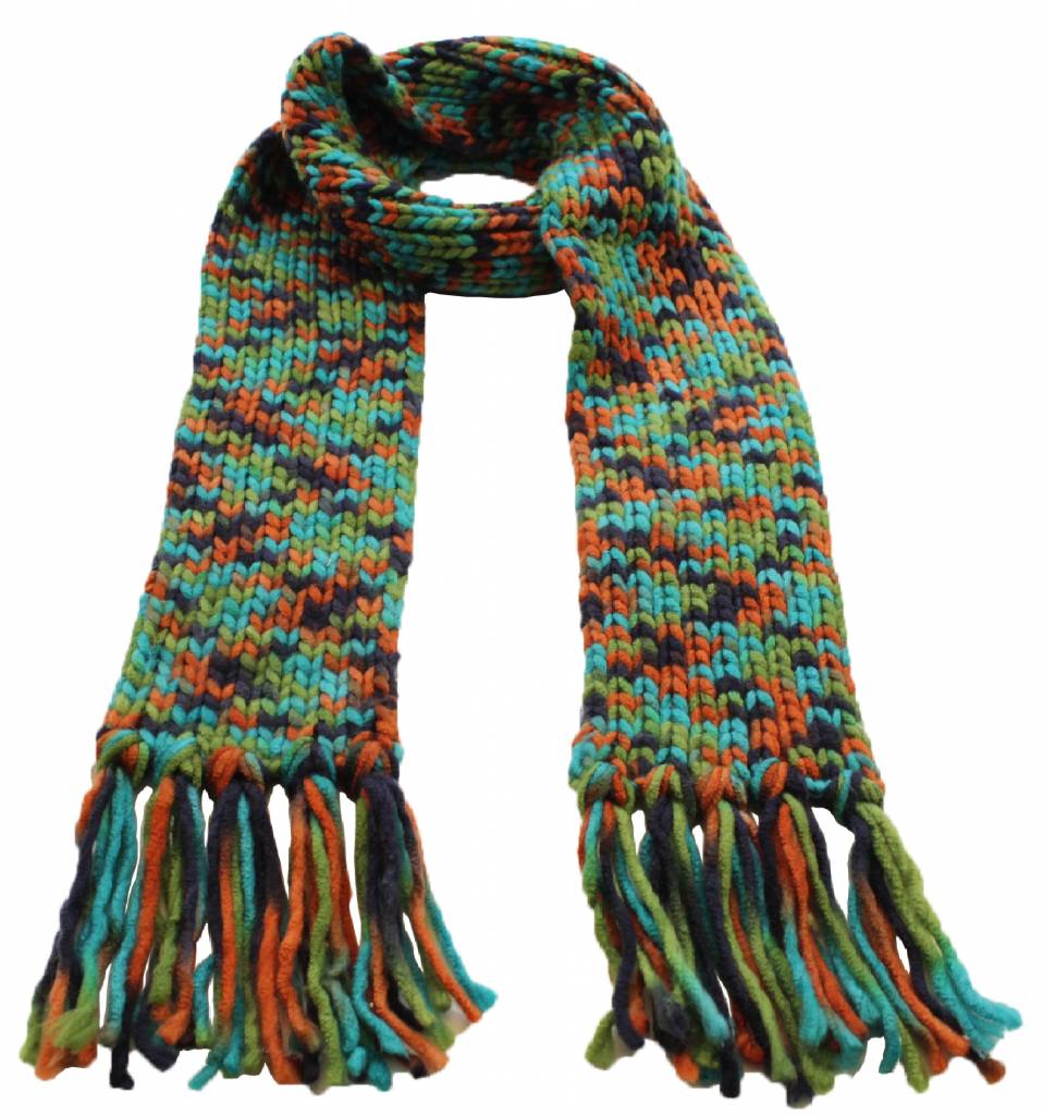 Sjaal gebreid Multy color Orange / Groen / Blauw