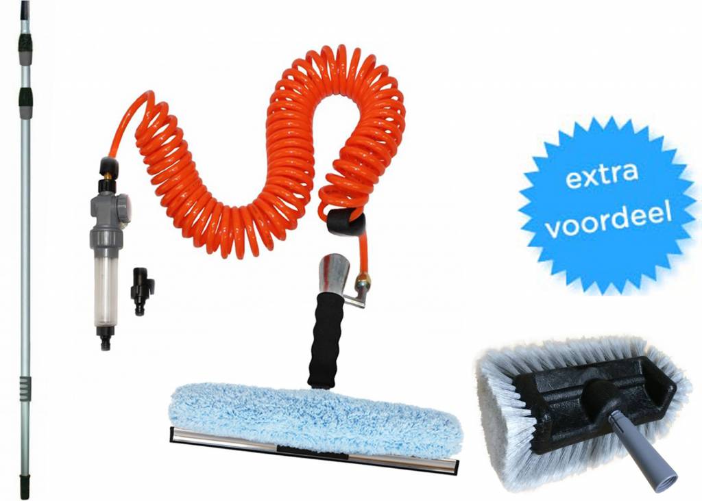 Telescoopsteel tot 8 meter met Combi inwasser  35 cm + Extra  gratis borstel