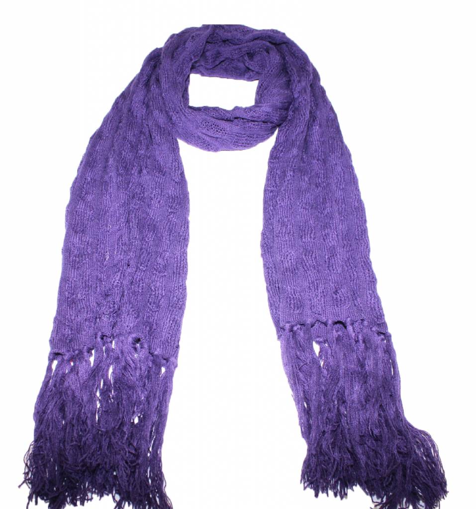 Sjaal gebreid met franjes Purple