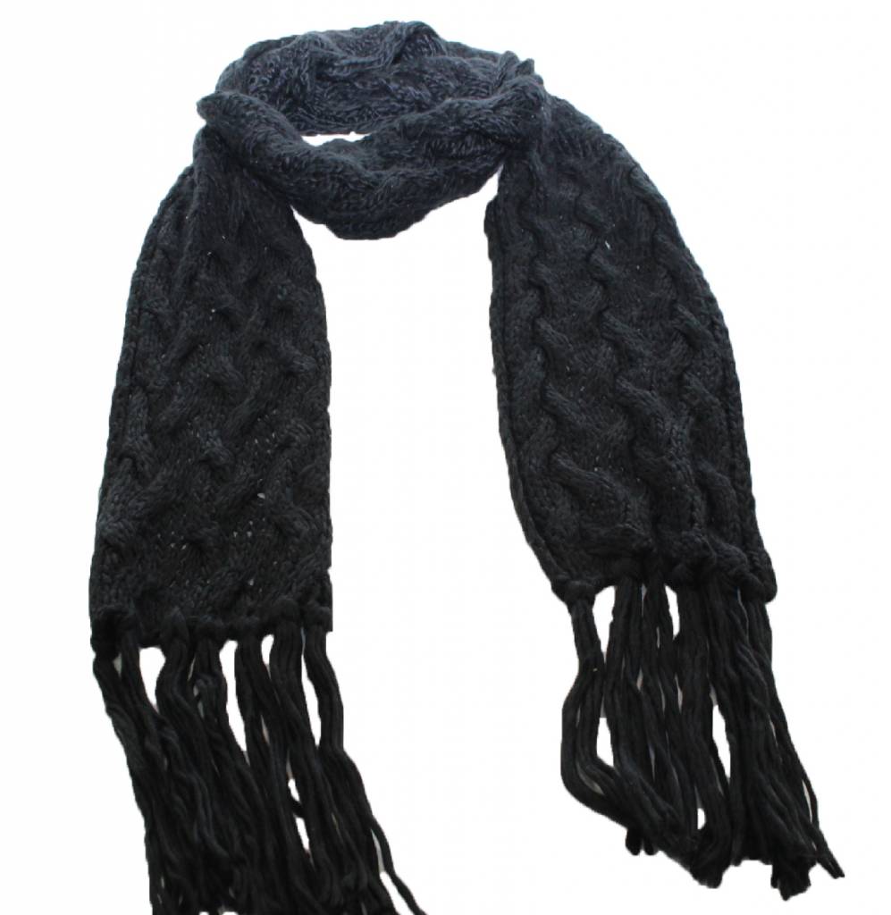 Sjaal gebreid Kabelmotief Zwart Sjaal gebreid Kabelmotief Zwart