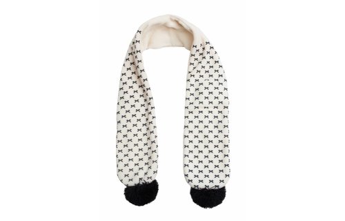 Baby- Kindermuts met sjaal ecru - Strikmotief