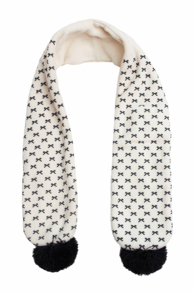 Baby- Kindermuts met sjaal ecru - Strikmotief