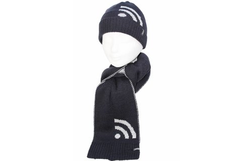Kindermuts   Navy blauw  "Wifi"