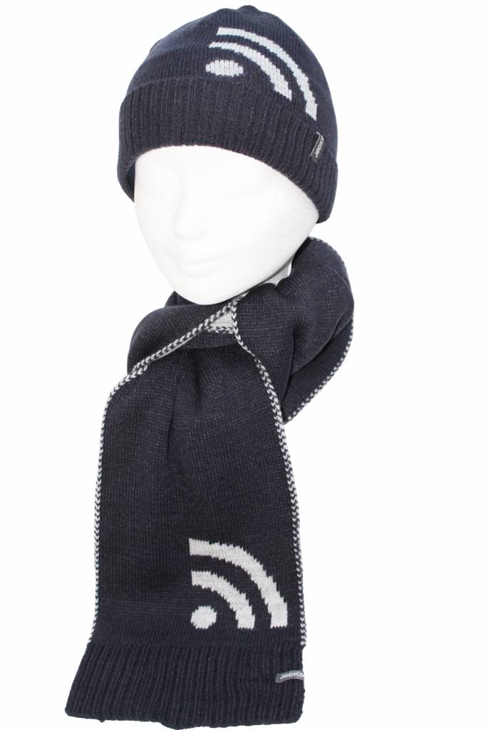 Kindermuts   Navy blauw  "Wifi"