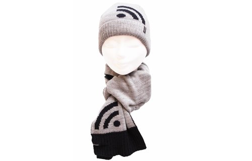 Kindersjaal  Grijs/Blauw  "Wifi"