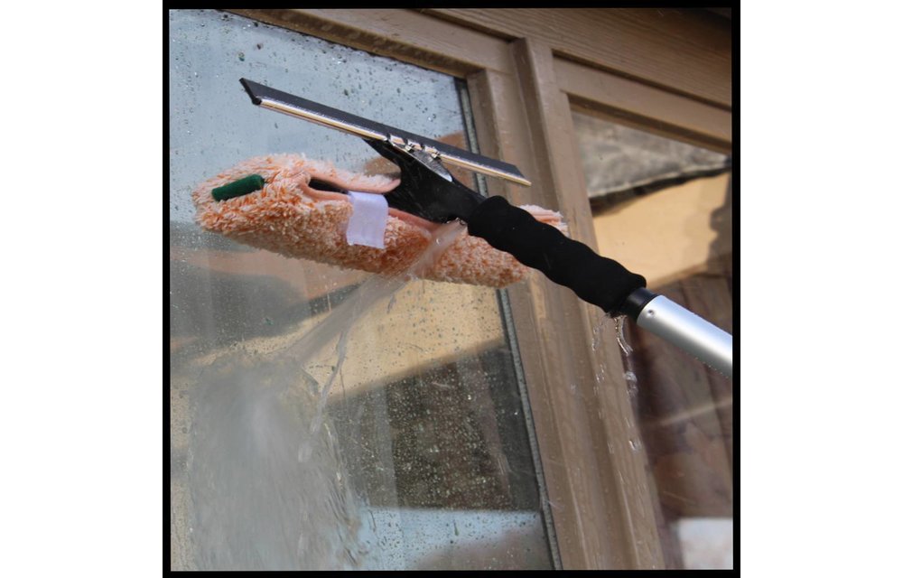 Telescoopsteel waterdoorlatend  + Professioneel Inox Combi Raamwasser 35 cm.