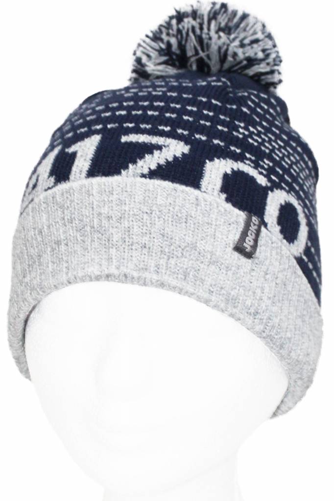 Pompon kindermuts  blauw "Numbers"