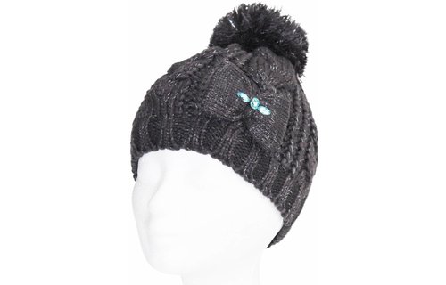 Meisjes Muts met strik Lurex - Grey