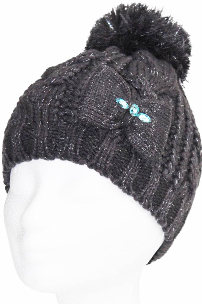 Meisjes Muts met strik Lurex - Grey