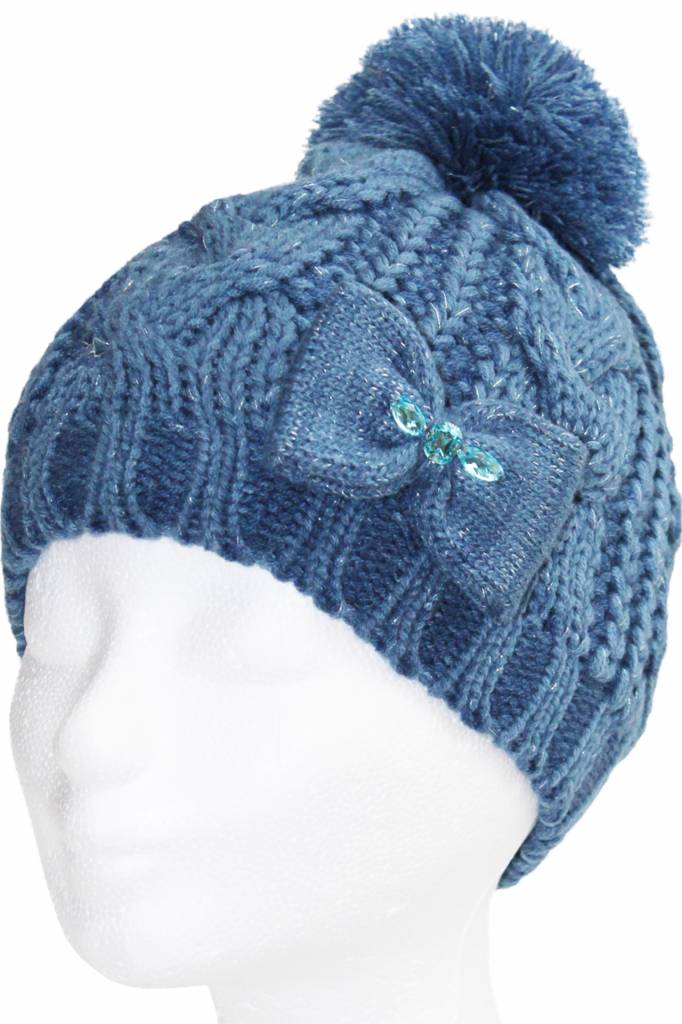 Meisjes Muts met strik Lurex - Blue Meisjes Muts met strik Lurex - Blue