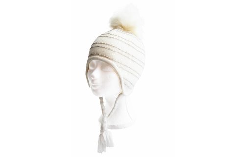 Lapland Baby- Meisjesmuts pompon  "Ecru"