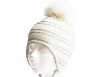 Lapland Baby- Meisjesmuts pompon  "Ecru"